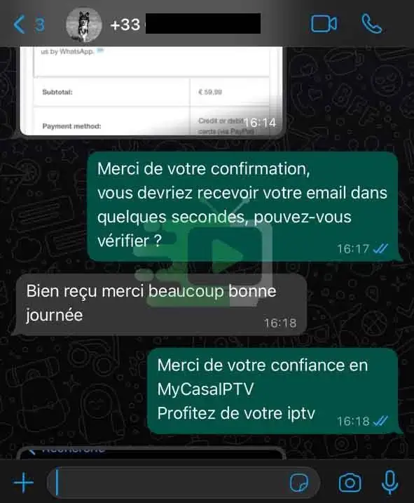Témoignage partagé avec Pure iPTV — capture 1